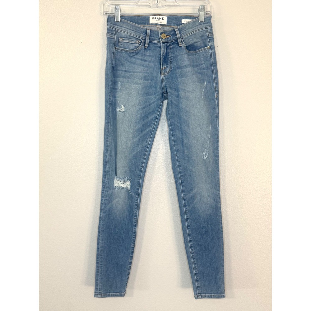 FRAME Le Skinny de Jeanne Distressed Skinny Jeans Light Wash Size 26